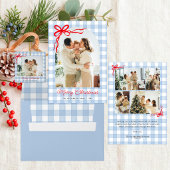 Blauw Aquarel Gingham Retouradres Etiket