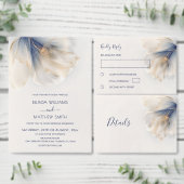 Blue Gold Smokey Flower |  Wedding Etiket (Personaliseer de collectie van deze zelfstandige maker.)