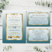 Slate Blue and Gold Gradient Wedding RSVP-kaart RSVP Kaartje (Personaliseer de collectie van deze zelfstandige maker.)
