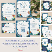Blue Botanical Butterfly Wedding Table Number Bedankkaart