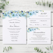 Blauw Groen Boho Waterverf Bloemen Bruiloft Kaart (Personaliseer de collectie van deze zelfstandige maker.)