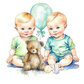 Waterverf Twin Boys Baby shower Moeder om te zijn Ronde Button 7,6 Cm
