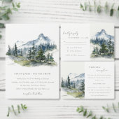 Blauw Groen Bossen Berglandschap Schets Adres Vierkante Sticker (Personaliseer de collectie van deze zelfstandige maker.)