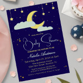 Blue Hand Drawn Celestial Star Moon Baby shower Kaart