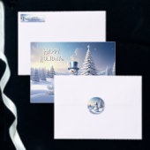 Blue Hat Snowman Christmas Tree Holiday Apron Schort