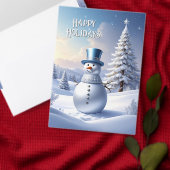 Blue Hat Snowman Christmas Tree Holiday Cadeaupapier (Personaliseer de collectie van deze zelfstandige maker.)