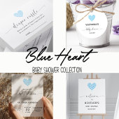 Elegant Gentle Blue Heart Baby shower Party Kaart