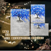 Royal Blue Romantic Heart Leaf Tree Poster