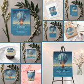 Blue Hot Air Balloon Adventure wacht op Baby showe Papieren Bordje