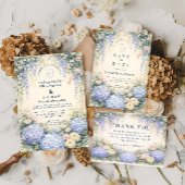 Blue Hydrangea And Ivory Rose Wedding Save The Date