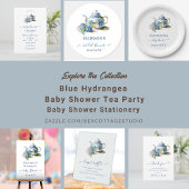 Blue Hydrangea Baby shower Tea Party Bedankt Ronde Sticker