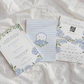 Blue Hydrangea ingelijste bruiloft papier programm Flyer