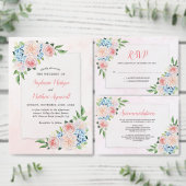 Stoffig Roze Blauw Hydrangea Bloemen Botanische Br Kaart (Personaliseer de collectie van deze zelfstandige maker.)