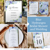 Blue Hydrangea Wedding Repetitie Diner Uitnodiging