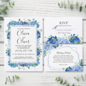 Bruiloft uitnodiging blauwe hortensia eucalyptus g (Personaliseer de collectie van deze zelfstandige maker.)