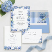 Blue Hydrangea Coastal Wedding Uitnodigingen Wikkel