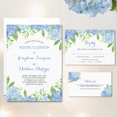 Blue Hydrangea Floral Greenery Save the Date Aankondigingskaart