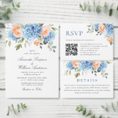 Elegant Blauw Hydrangea Blush Roze Rozen Dank u Briefkaart (Personaliseer de collectie van deze zelfstandige maker.)