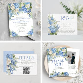 Elegant Blauw Hydrangea Witte Rozen Bloemen Bruilo Ronde Sticker