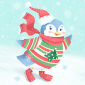 Blauwe schaatspinguïn briefkaart