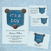 Blue Jean Denim Het is een Boy Baby shower Papieren Bordje