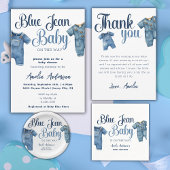 Blue Jean Baby shower Boy Denim Bedankkaart