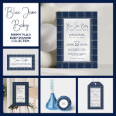 Blauw spijkerbroek babyfeestje preppy geruit schri kaart