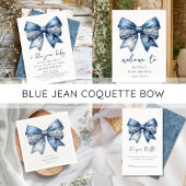Blue Jean Bow Baby shower Kaart