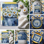 Denim Blue Jean | Daisies Floral Baby shower Bedankdoosjes