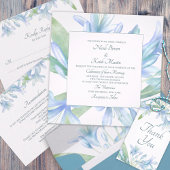 Blue Lilies Waterverf Wedding Square Kaart