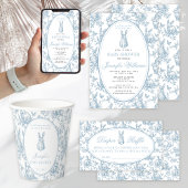 Blue Toile Little Bunny Easter Baby Boy Shower Servet