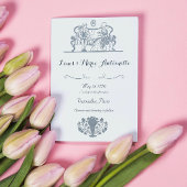 Marie Antoinette Rococo Blauw Bruiloft Uitnodiging