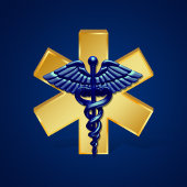 Blue 3D Caduceus Gold Cross Medical Cross Planner