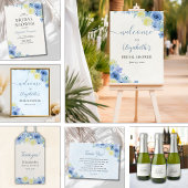 Blue Mediterranean Lemon Bridal shower Bedankkaart