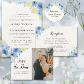 Elegant Blue Mediterranean Lemon Wedding Etiket
