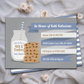 Blue Modern Milk and Cookies Striped Bedankt Briefkaart