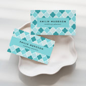Blue Moroccan Trellis, Latticework, Quatrefoil Visitekaartje