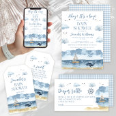 Nautische Oceaan Baby jongen douche Luier loterijk Informatiekaartje