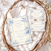 Blue Nursery Toile Baby Shower Kaart