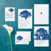 Blauwe eik boom, rustieke & minimalistische bruilo kaart (Personaliseer de collectie van deze zelfstandige maker.)