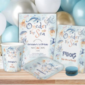 Blauw Onder de zee jongens 1e verjaardagsuitnodigi Kaart