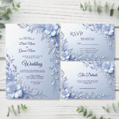 Blauwe Sierlijke Bloemen met Parels Planner (Personaliseer de collectie van deze zelfstandige maker.)