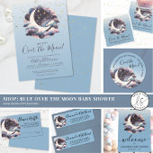 Over de Maan Blauw Baby shower Kaart