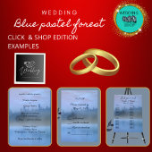 stoffige blauwe bos landschap bruiloft kaart