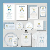 Blauwe Poppin Flessen Jongen Baby shower Informatiekaartje