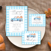 Blue herfst truck - hoe groot is mama's buik informatiekaartje