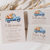 Herfst Boy Baby shower Pompoen Vrachtwagen Luier R Informatiekaartje