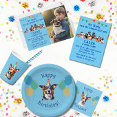 Blue Puppy Dog Verjaardag Paw-ty Kaart