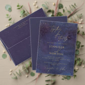 Blauwe Paarse Galaxy Sterrennacht hemelse bruiloft RSVP Kaartje (Personaliseer deze collectie van deze onafhankelijke maker. Test)