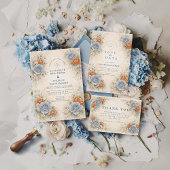 Blue Rose Botanical Wedding Bedankkaart